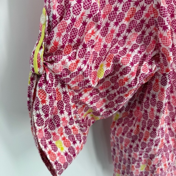 Catherines Button Up Top Womens Plus Size 3X 26/28W Pink Pineapple 3/4 Sleeve - Picture 4 of 8